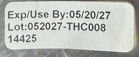 Sticker on the bottom of the Ayrloom can reading Exp/Use By 05/20/27, Lot 052027-THC008, 14425